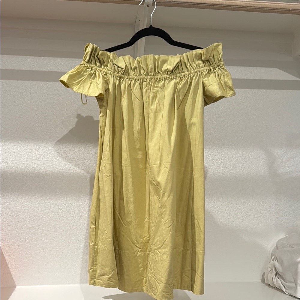 Free People Yellow Off-Shoulder Puff Sleeve Midi Dress